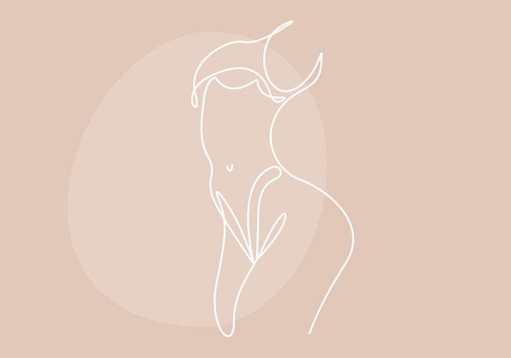 Line drawing of a womens body