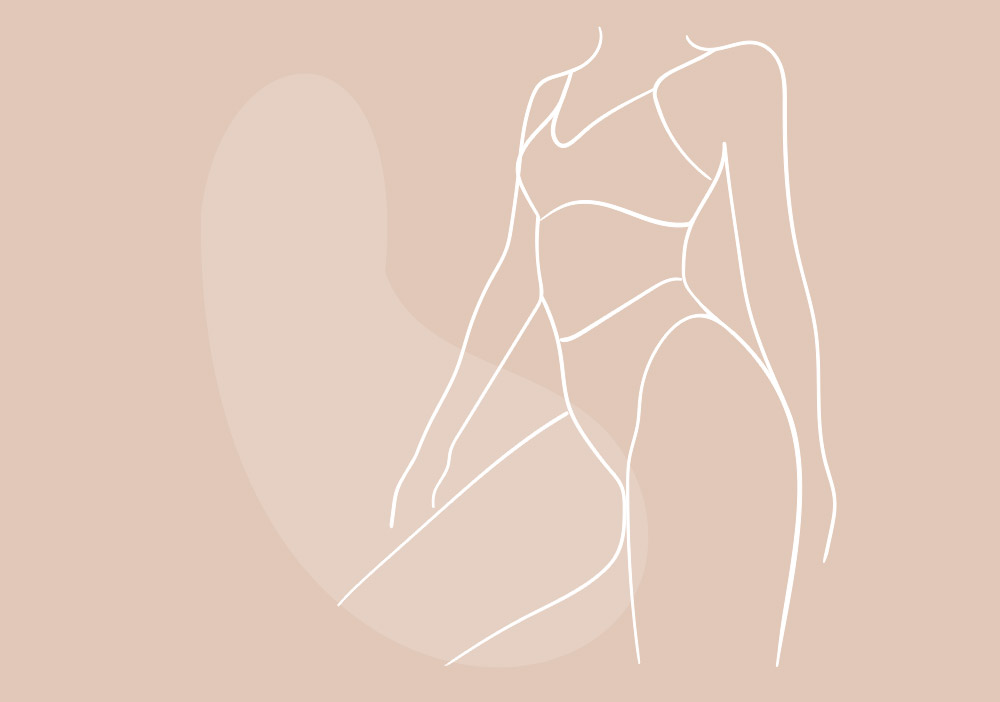 Line drawing for a lady in bra and underwear