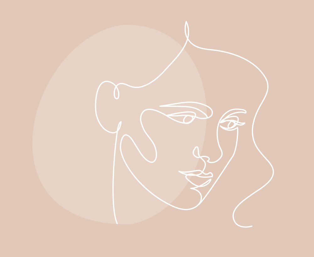 Line drawing of the face of a women