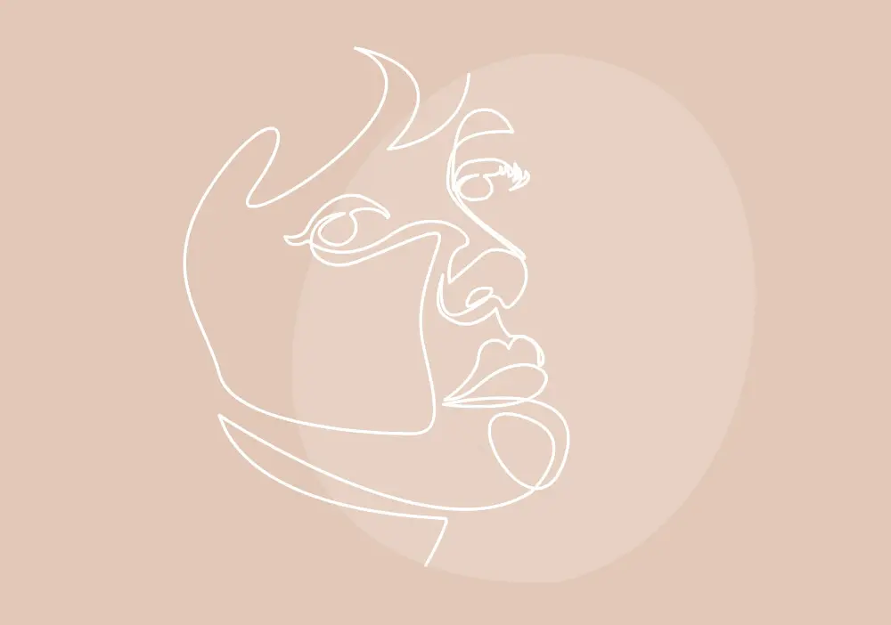 Line drawing of a persons face